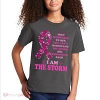 I Am The Storm Quote Breast Cancer Awareness Kids T-Shirt thumb 2