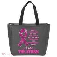 I Am The Storm Quote Breast Cancer Awareness Tote Bag thumb 0