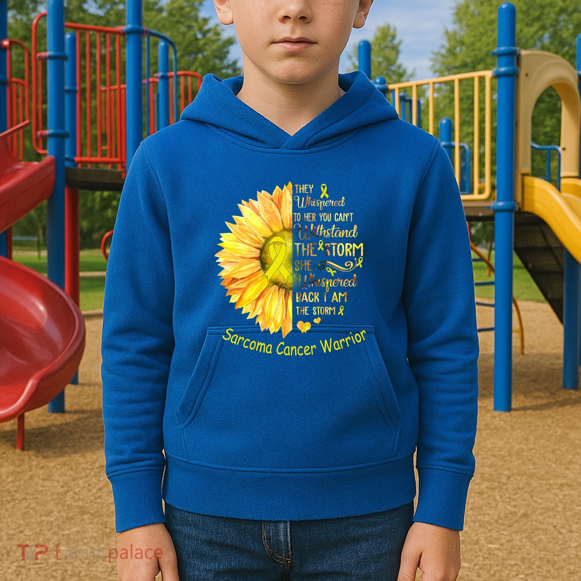 I Am The Storm Sarcoma Cancer Warrior Gift Kids Hoodie