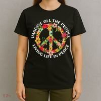 Imagine All The People Living Life In Peace T-Shirt thumb 4