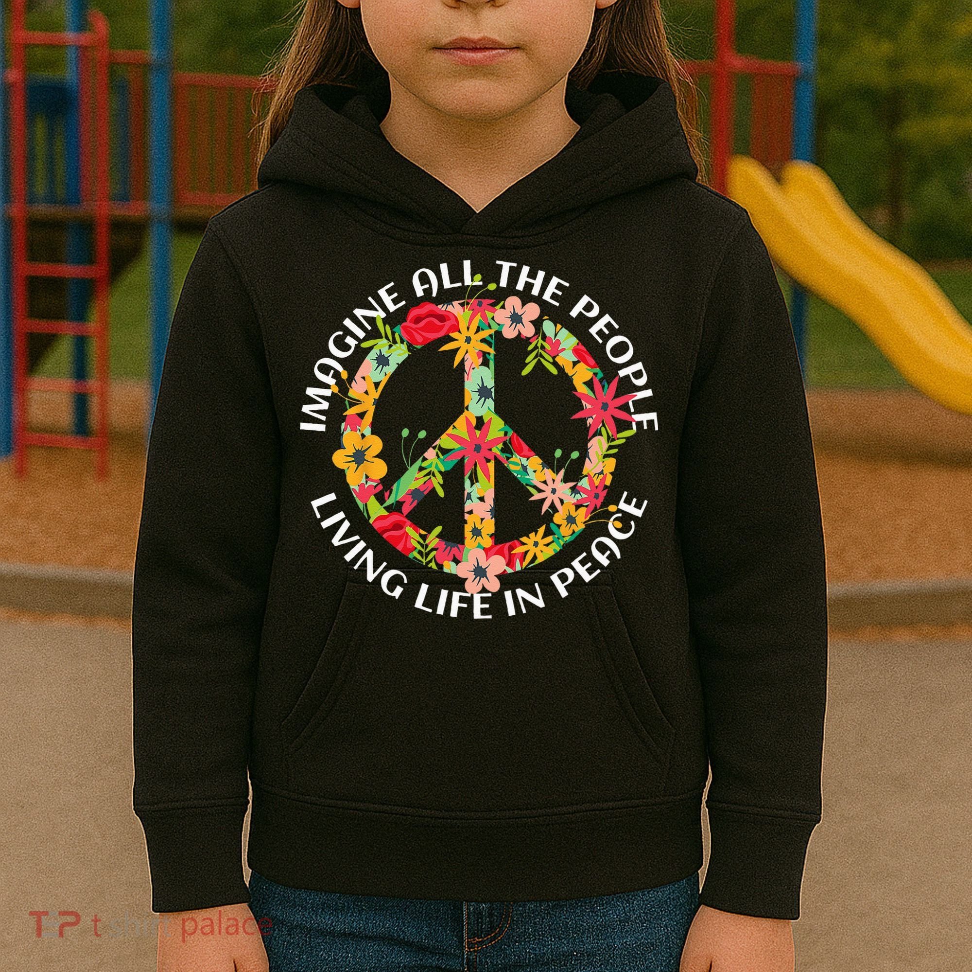 Imagine All The People Living Life In Peace Kids Hoodie