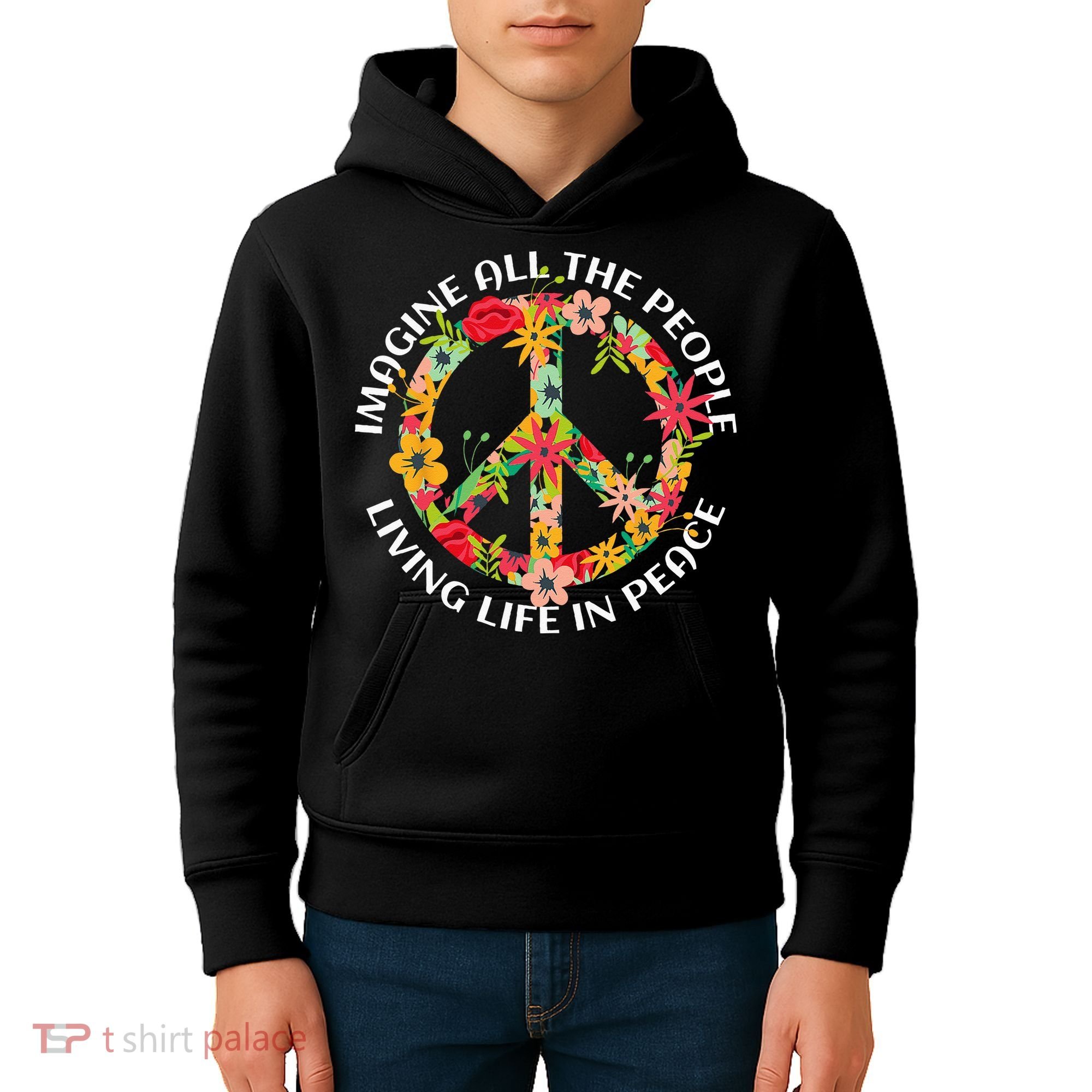 Imagine All The People Living Life In Peace Kids Hoodie