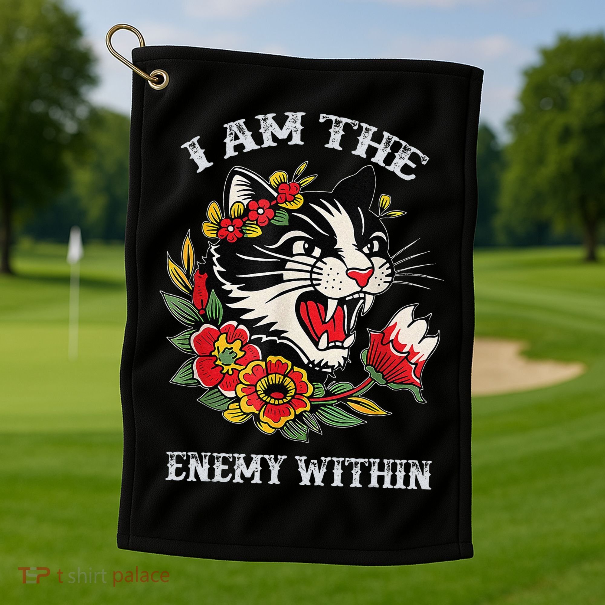 I Am The Enemy Within Cat Kamala Harris 2024 Merch Golf Towel