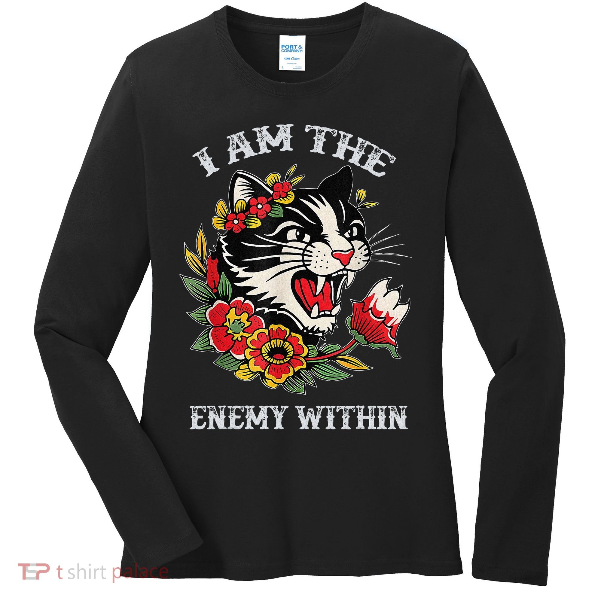 I Am The Enemy Within Cat Kamala Harris 2024 Merch Women's Long Sleeve Shirt