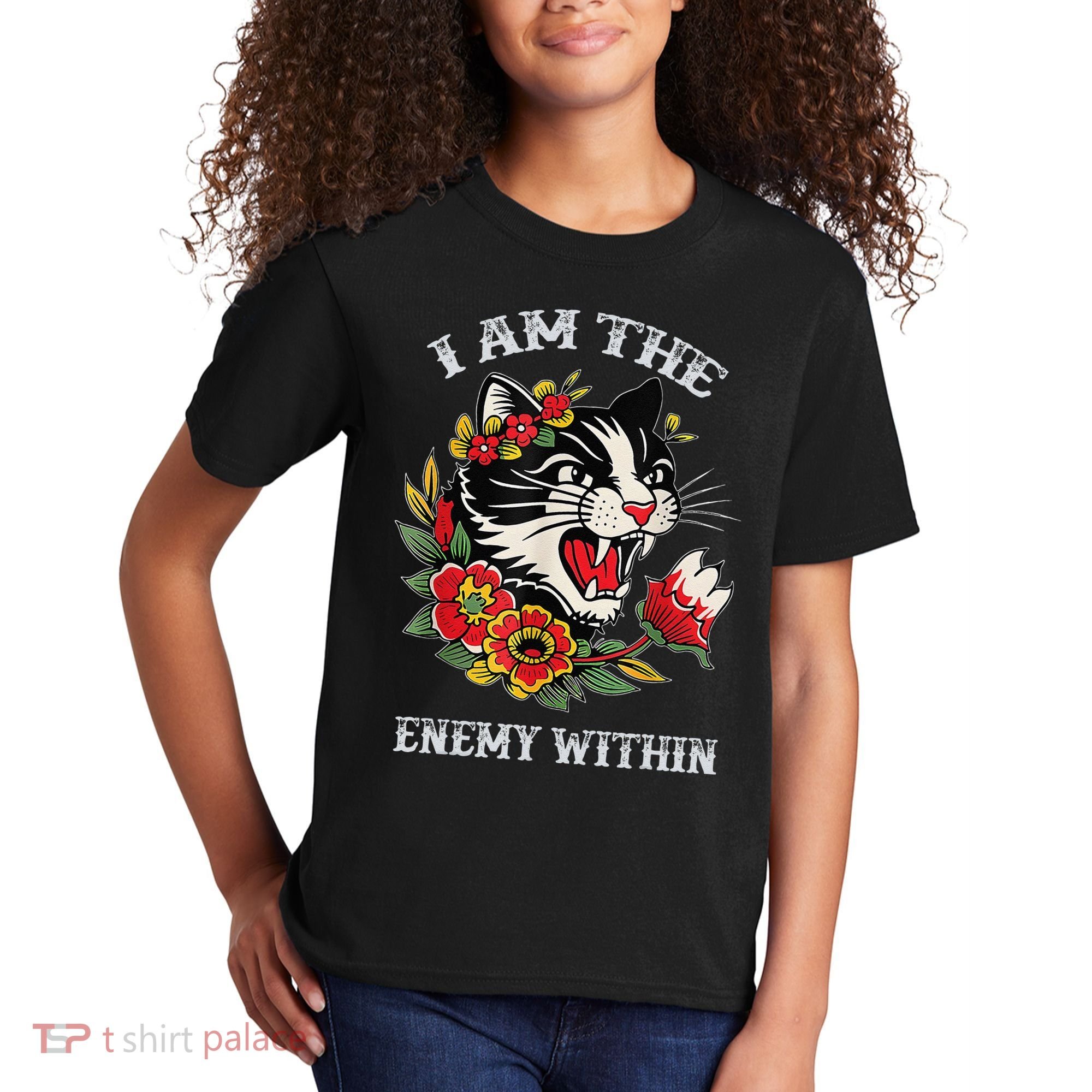I Am The Enemy Within Cat Kamala Harris 2024 Merch Kids T-Shirt