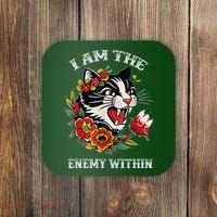 I Am The Enemy Within Cat Kamala Harris 2024 Merch Coaster thumb 0