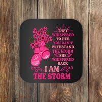 I Am The Storm Fight Breast Cancer Awareness Quote Coaster thumb 0