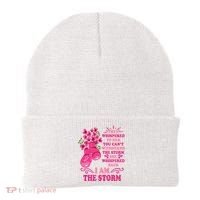 I Am The Storm Fight Breast Cancer Awareness Quote Beanie thumb 0