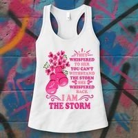 I Am The Storm Fight Breast Cancer Awareness Quote Women's Tank Top thumb 3