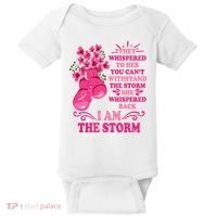 I Am The Storm Fight Breast Cancer Awareness Quote Baby Bodysuit thumb 0