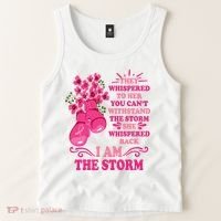 I Am The Storm Fight Breast Cancer Awareness Quote Tank Top thumb 2