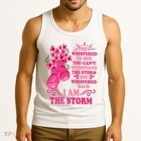 I Am The Storm Fight Breast Cancer Awareness Quote Tank Top thumb 3