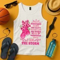 I Am The Storm Fight Breast Cancer Awareness Quote Tank Top thumb 4