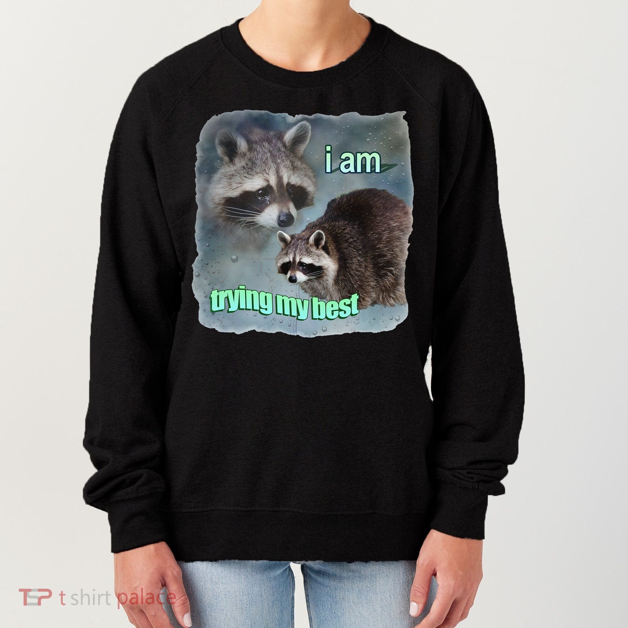 I Am Trying My Best Raccoon Meme Women's Sweatshirt