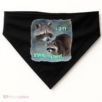 I Am Trying My Best Raccoon Meme USA-Made Doggie Bandana thumb 0