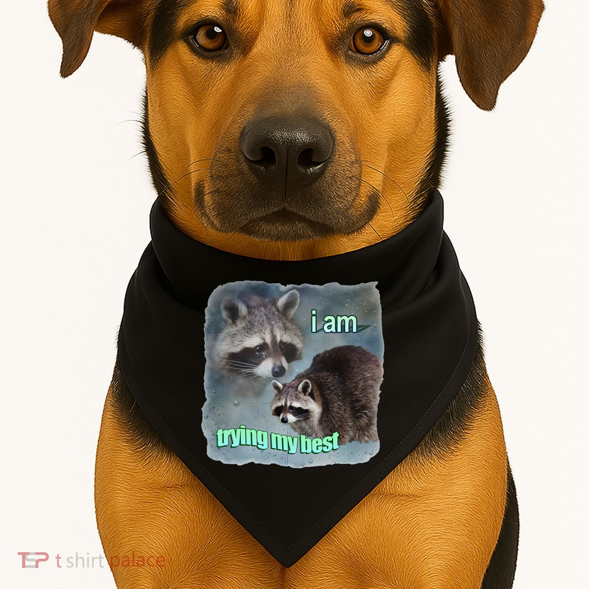 I Am Trying My Best Raccoon Meme USA-Made Doggie Bandana