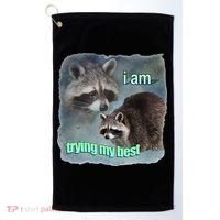 I Am Trying My Best Raccoon Meme Golf Towel thumb 0