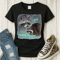 I Am Trying My Best Raccoon Meme Women's T-Shirt thumb 3