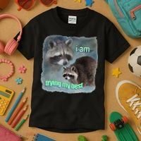 I Am Trying My Best Raccoon Meme Kids T-Shirt thumb 3