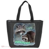 I Am Trying My Best Raccoon Meme Tote Bag thumb 0