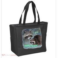 I Am Trying My Best Raccoon Meme Tote Bag thumb 2