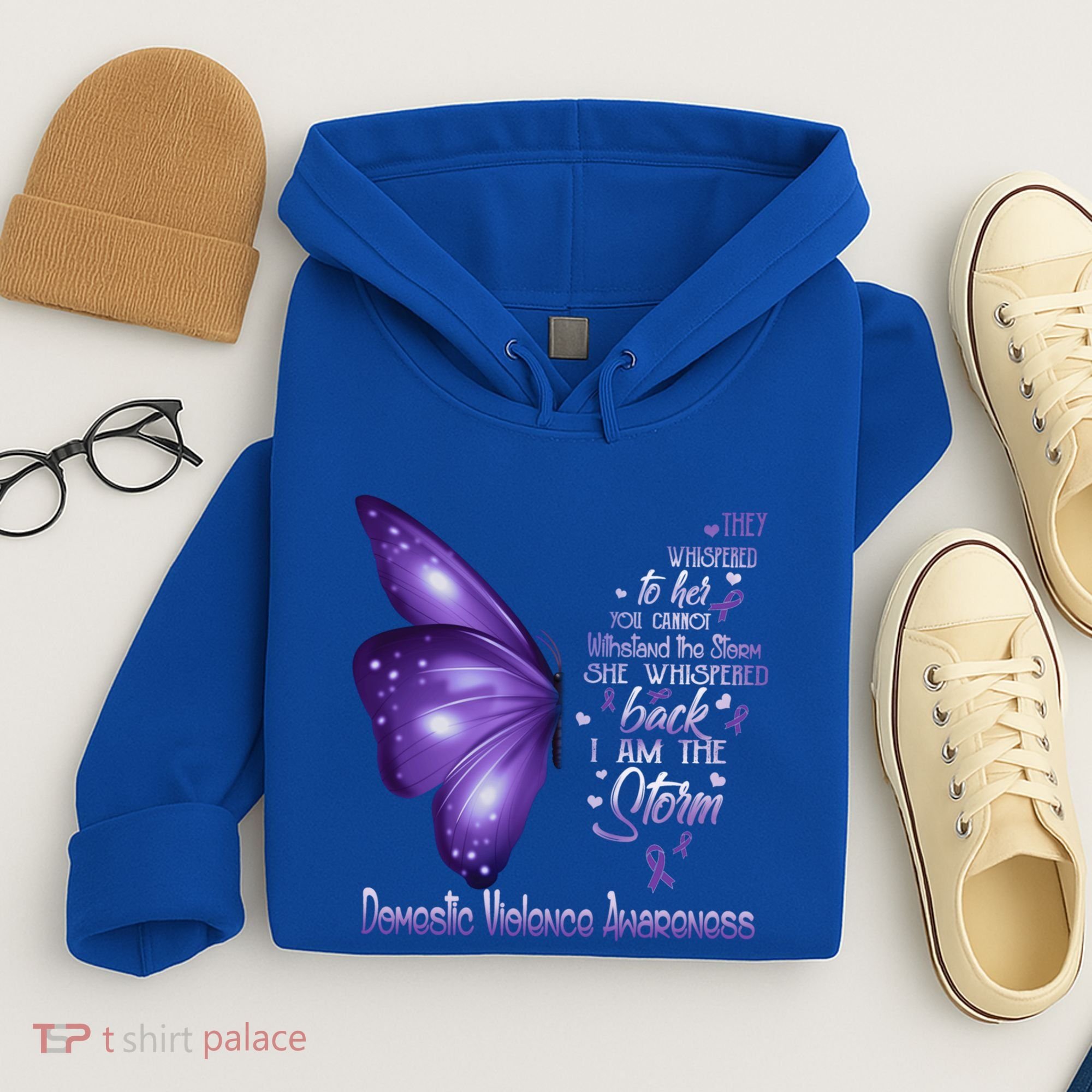I Am The Storm Domestic Violence Awareness Butterfly Gift Hoodie