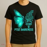 I Am The Storm PTSD Awareness Butterfly T-Shirt thumb 3