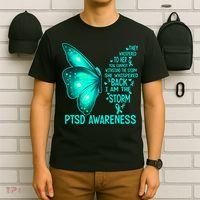 I Am The Storm PTSD Awareness Butterfly T-Shirt thumb 6