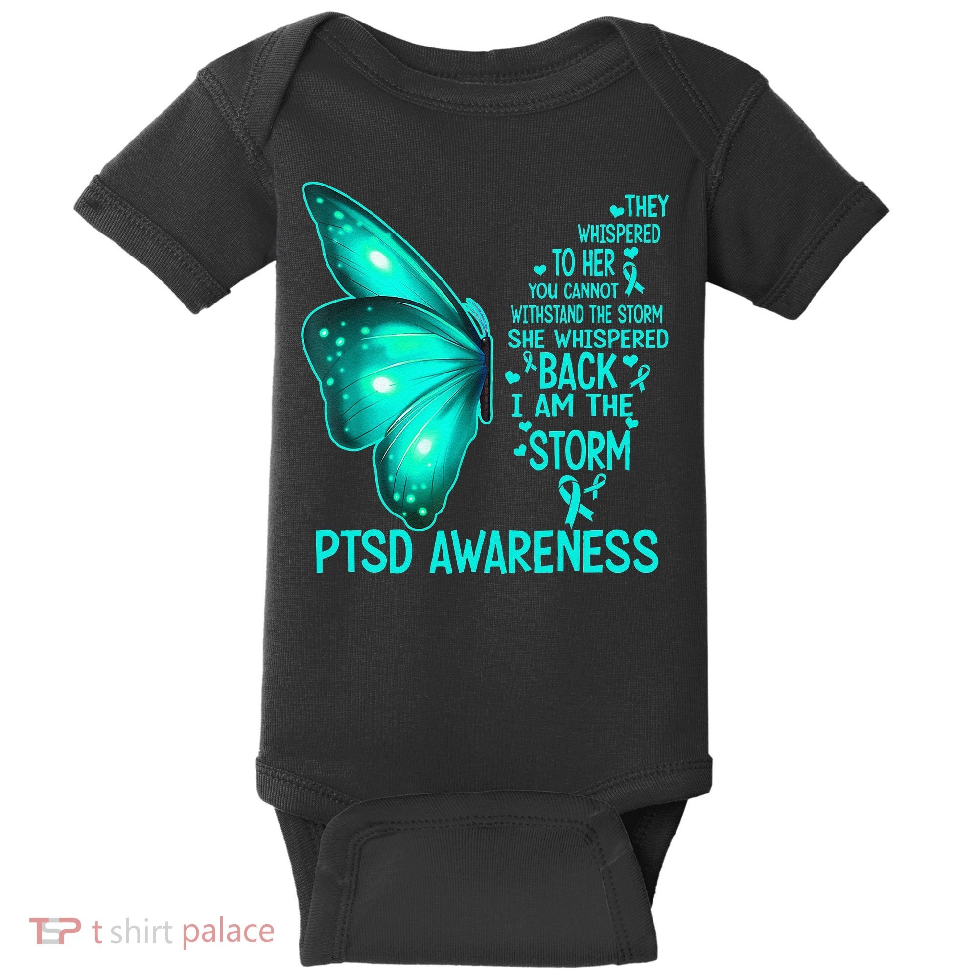 I Am The Storm PTSD Awareness Butterfly Baby Bodysuit
