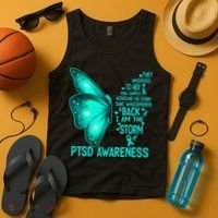 I Am The Storm PTSD Awareness Butterfly Tank Top thumb 4