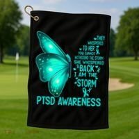I Am The Storm PTSD Awareness Butterfly Golf Towel thumb 1