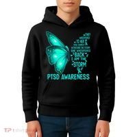 I Am The Storm PTSD Awareness Butterfly Kids Hoodie thumb 4
