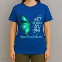 I Am The Storm Ovarian Cancer Awareness Butterfly Gift T-Shirt thumb 4
