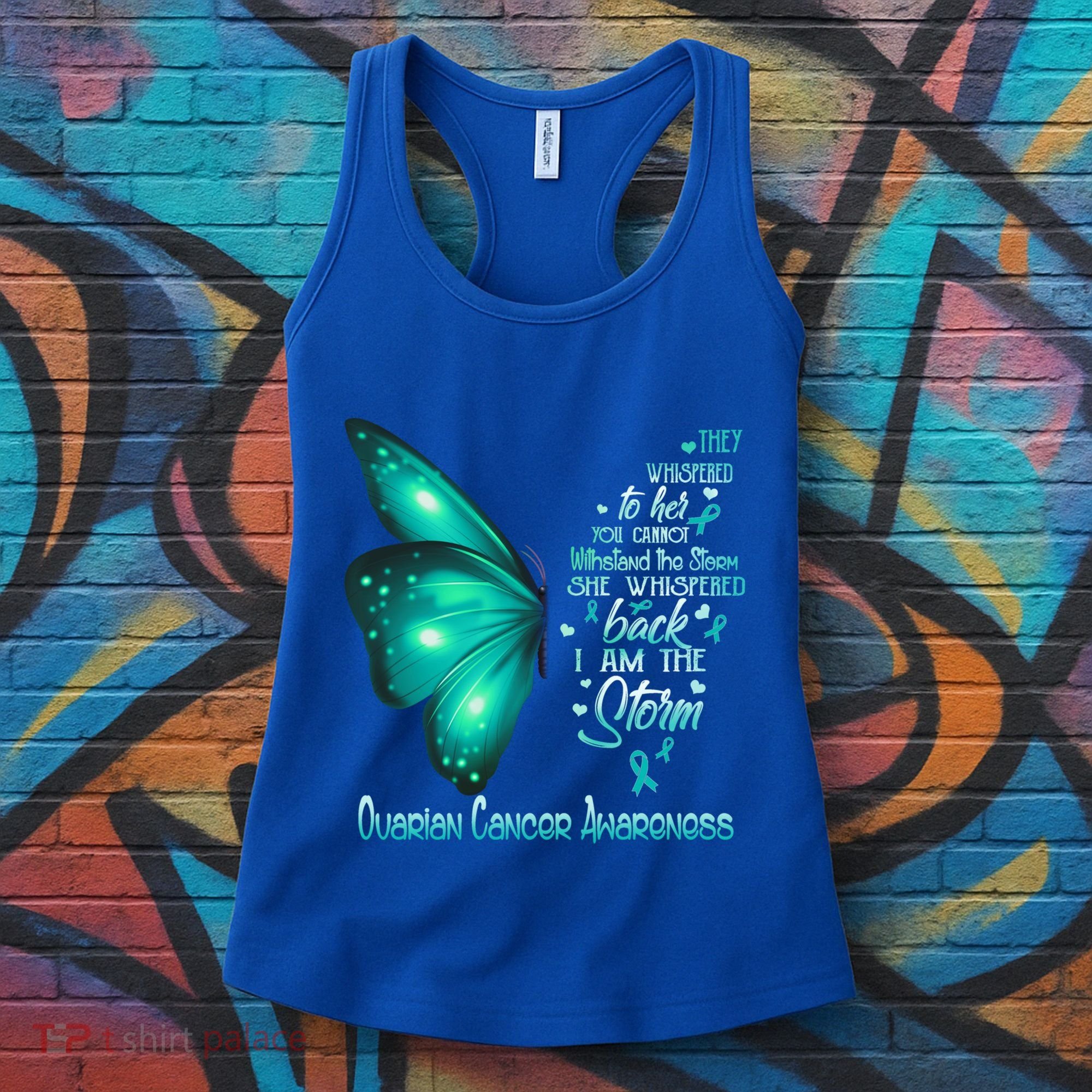 I Am The Storm Ovarian Cancer Awareness Butterfly Gift Women's Tank Top
