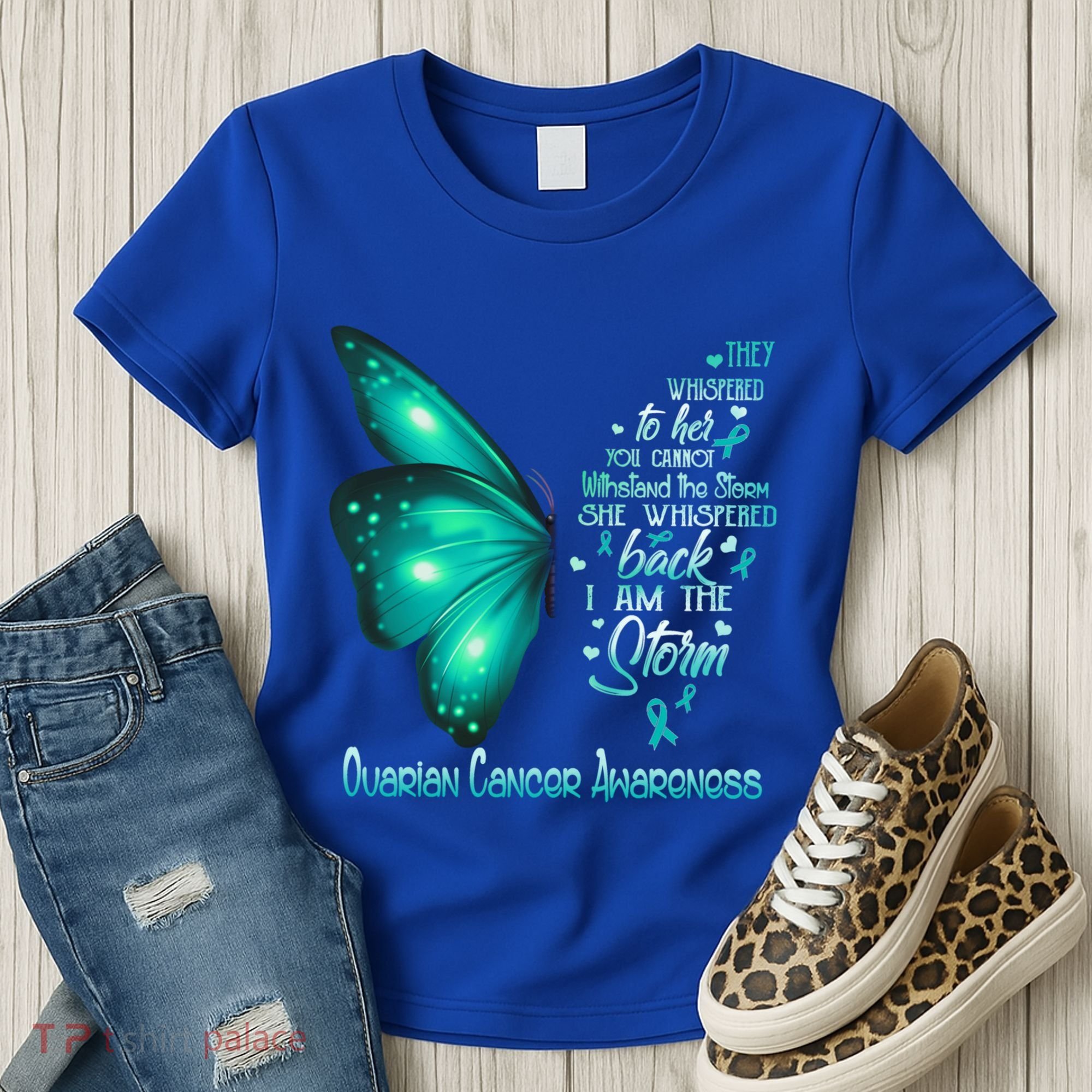 I Am The Storm Ovarian Cancer Awareness Butterfly Gift Women's T-Shirt