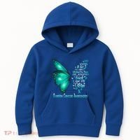 I Am The Storm Ovarian Cancer Awareness Butterfly Gift Kids Hoodie thumb 0