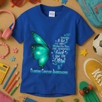 I Am The Storm Ovarian Cancer Awareness Butterfly Gift Kids T-Shirt thumb 3