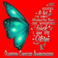 I Am The Storm Ovarian Cancer Awareness Butterfly Gift Santa Hat thumb 1