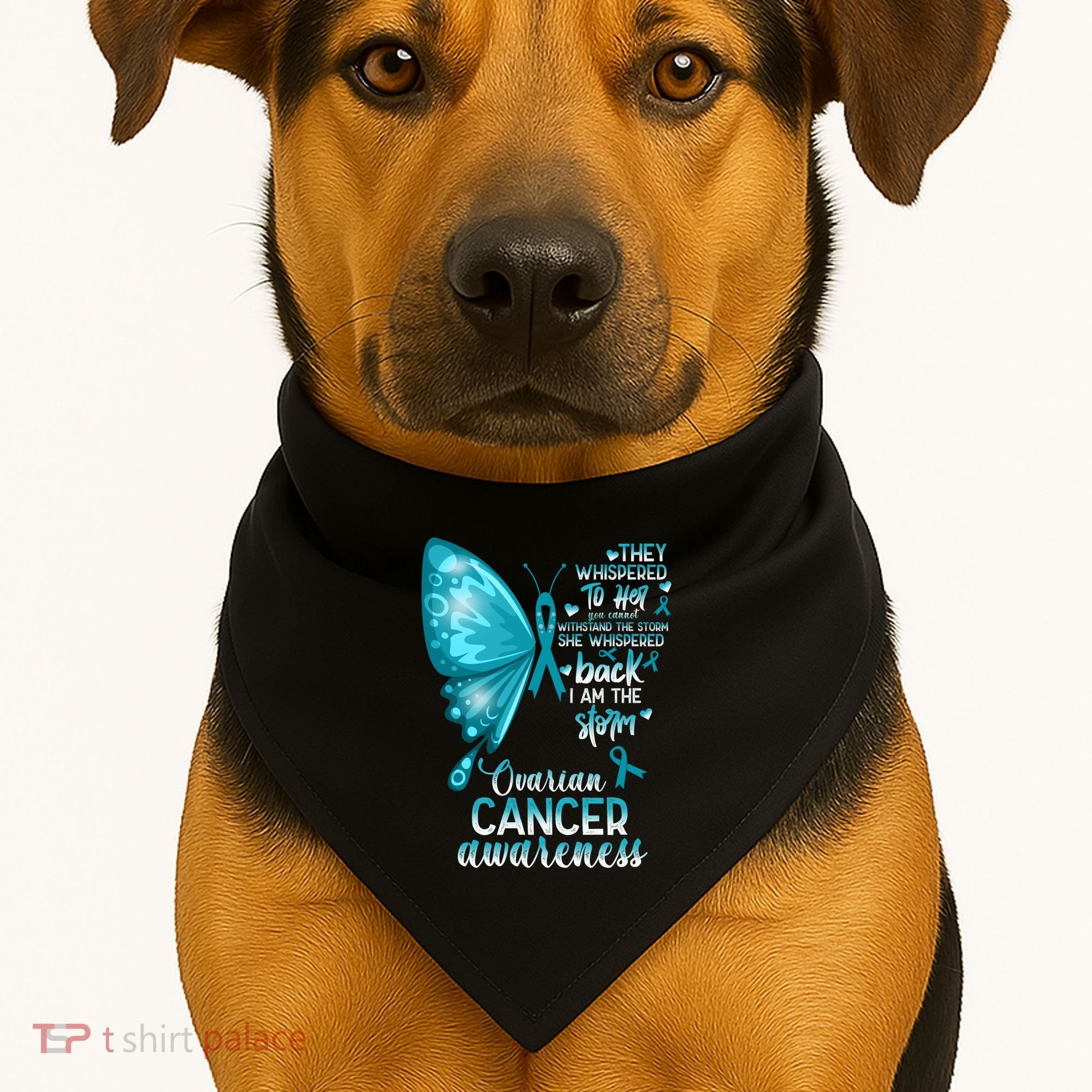 I Am The Storm Ovarian Cancer Awareness Butterfly Gift USA-Made Doggie Bandana