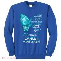 I Am The Storm Ovarian Cancer Awareness Butterfly Gift Sweatshirt thumb 0