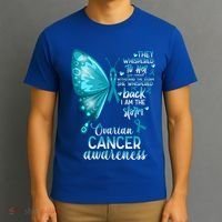 I Am The Storm Ovarian Cancer Awareness Butterfly Gift T-Shirt thumb 3