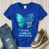 I Am The Storm Ovarian Cancer Awareness Butterfly Gift Women's T-Shirt thumb 3