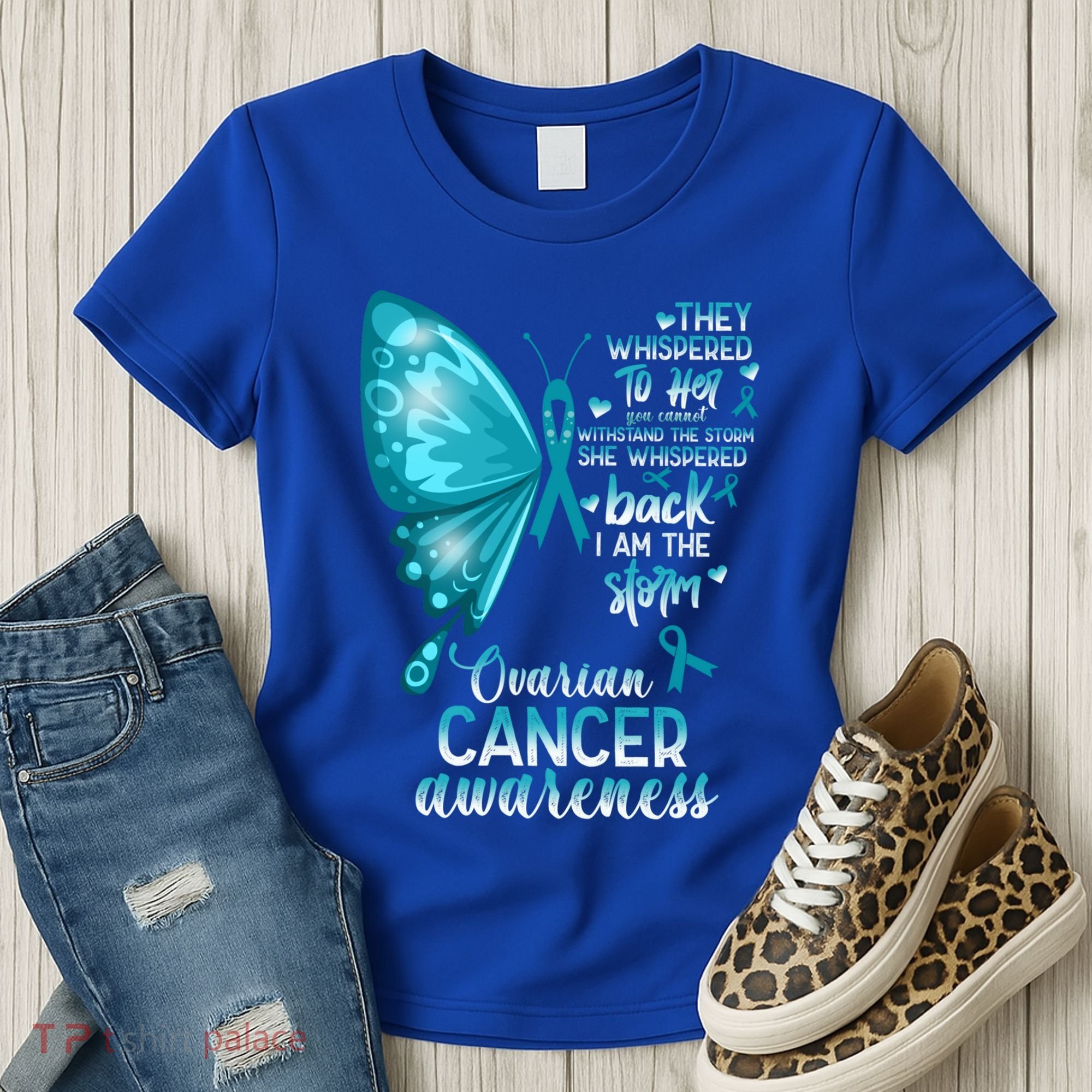 I Am The Storm Ovarian Cancer Awareness Butterfly Gift Women's T-Shirt