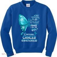 I Am The Storm Ovarian Cancer Awareness Butterfly Gift Kids Sweatshirt thumb 0