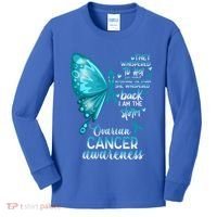 I Am The Storm Ovarian Cancer Awareness Butterfly Gift Kids Long Sleeve Shirt thumb 0