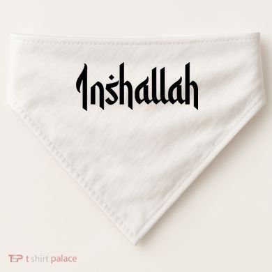Inshallah Arabic Text Islam Muslim Gift USA-Made Doggie Bandana
