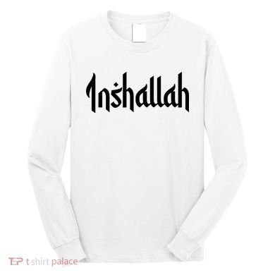 Inshallah Arabic Text Islam Muslim Gift Long Sleeve Shirt