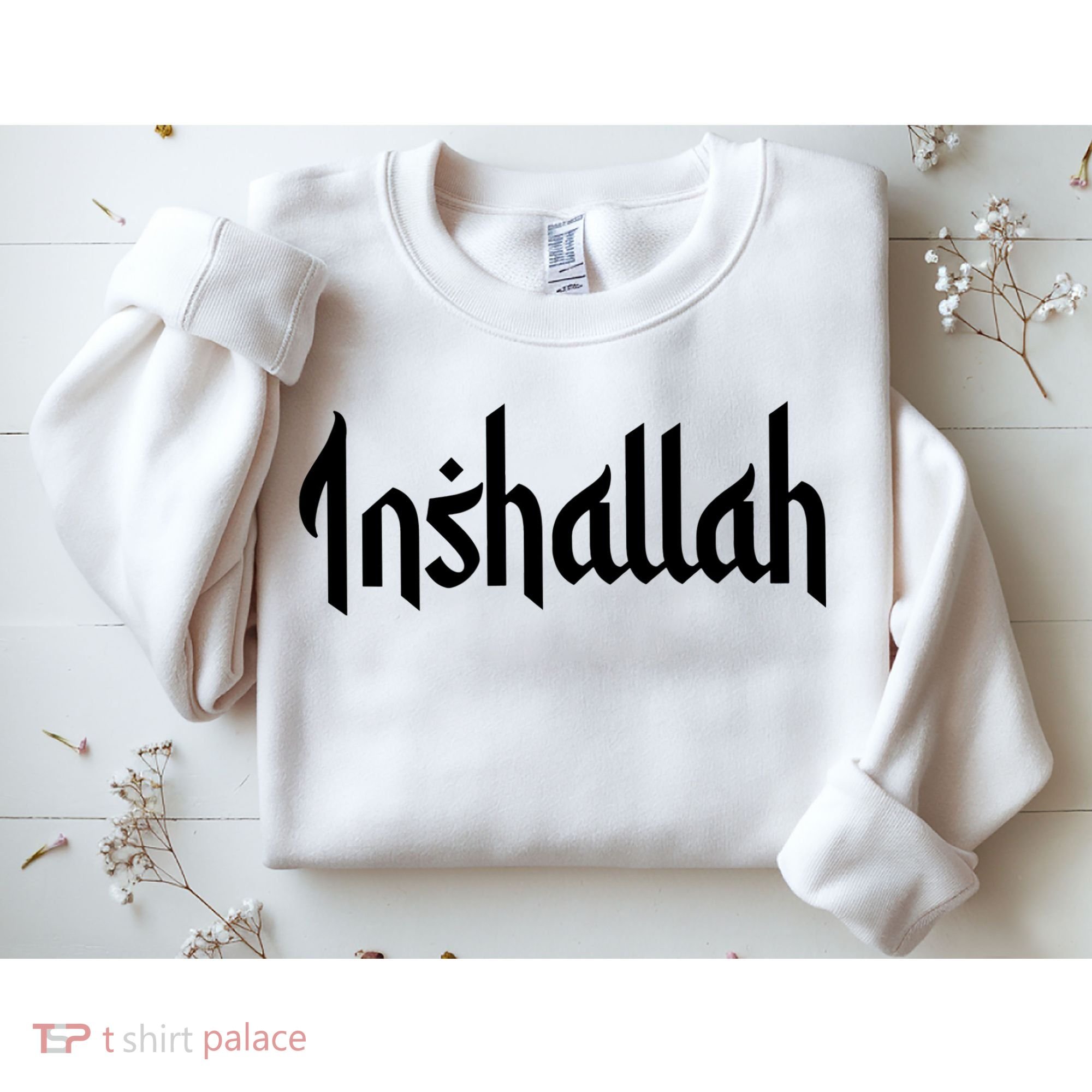 Inshallah Arabic Text Islam Muslim Gift Sweatshirt