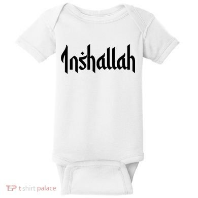 Inshallah Arabic Text Islam Muslim Gift Baby Bodysuit