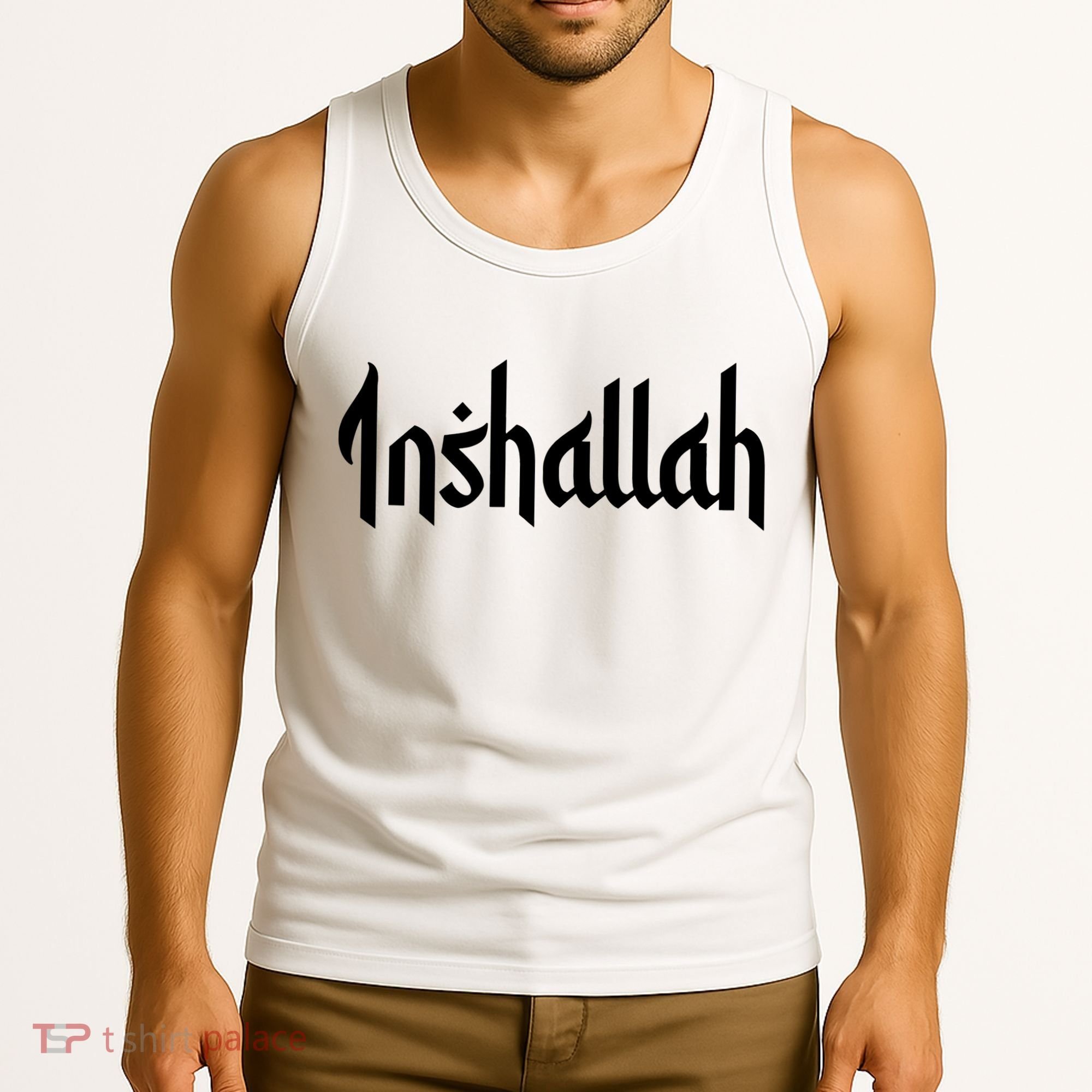 Inshallah Arabic Text Islam Muslim Gift Tank Top